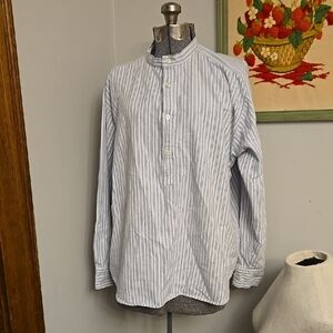 Magee Irish Cotton Striped Light Blue Button Up Shirt